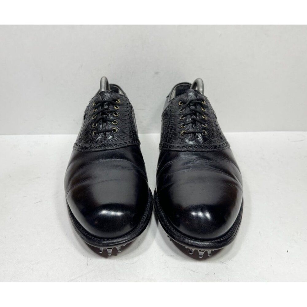 Vintage Footjoy‎ Classics Dry Black Leather Woven Golf Shoes 51472 Mens Sz 9 D - Picture 2 of 8